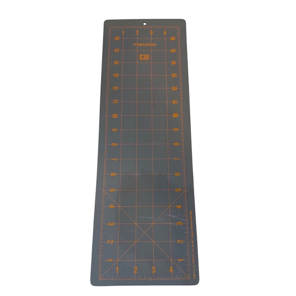 Fiskars 4" X 16” Quilting Ruler Non-Slip Cutting Mat Gray Orange